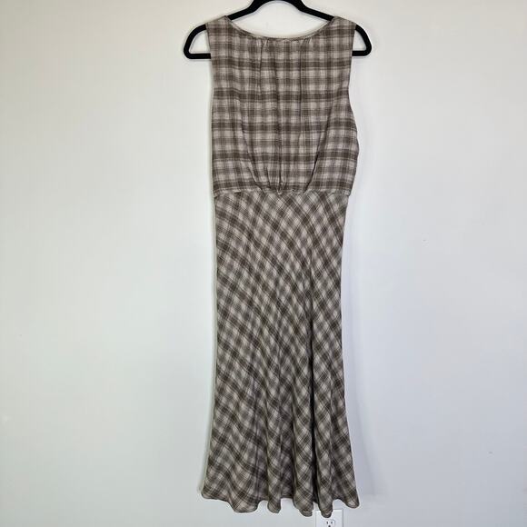 Sundance Gray Neutral Plaid North Fork midi Dress - Picture 5 of 9